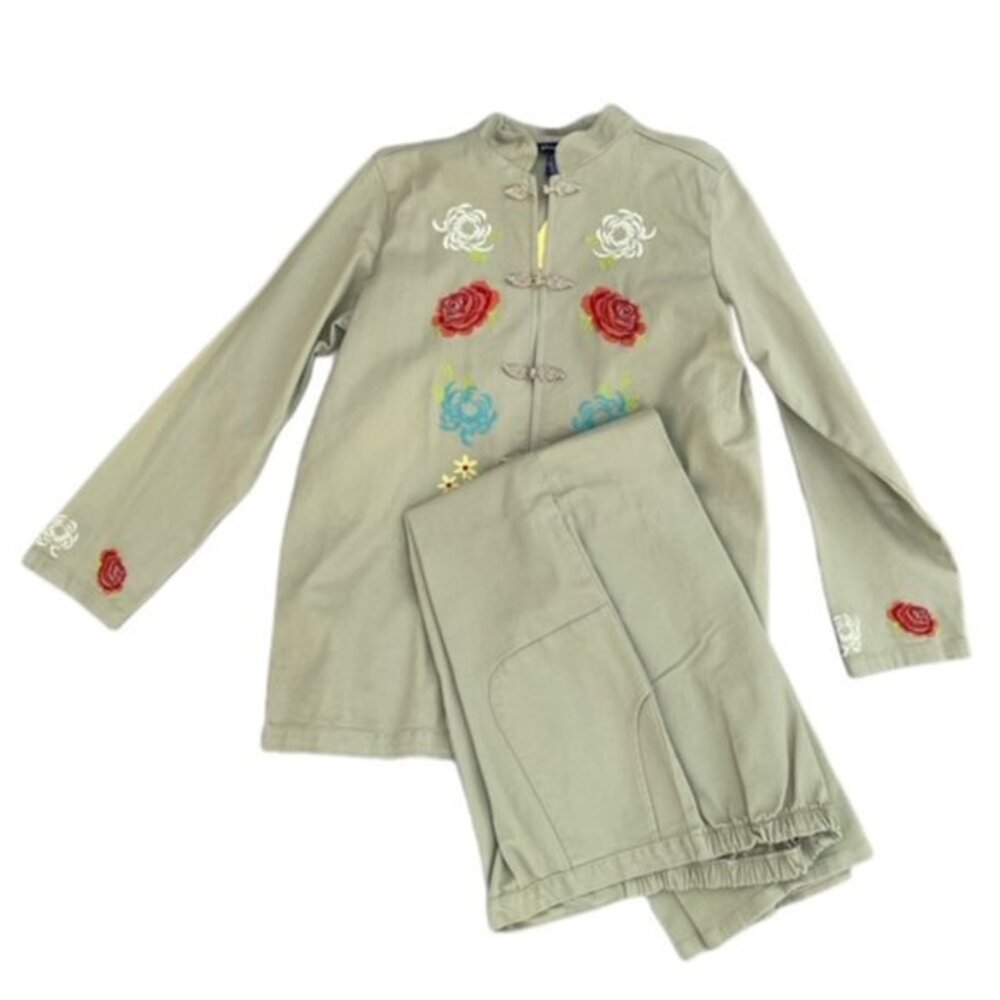 Vintage Denim & Co two piece embroidered set women’s size Large